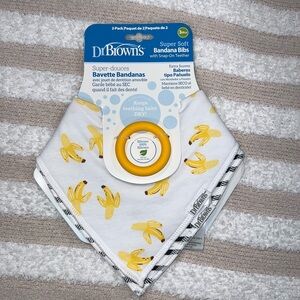 Dr. Brown's Banana Print Bandana Bibs - Yellow